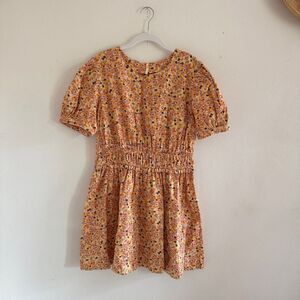Free People Floral Mini Dress in Yellow and Pink